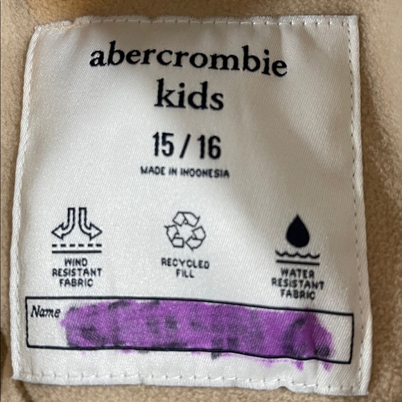 ABERCROMBIE KIDS Tan and White Jacket Front Pockets Size 15/16 - Picture 8 of 9